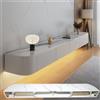 HYANXUE Mobile porta TV galleggiante, mensola TV a parete con porta, console multimediale TV, grande mobile portaoggetti sotto la TV (strutturato + LED, 180 cm)