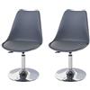 Mendler Set 2X sedie girevoli Moderno Elegante Malmoe T501 Acciaio Cromato Ecopelle Grigio Scuro