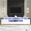 SACOOL Mobile TV 180 x 38 x 45 cm, supporto per TV lucido, con 2 armadi e 1 cassetto, ripiano basso con LED e 10 ripiani, mobile da soggiorno, adatto per TV da 75 pollici