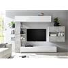 Web Convenienza Parete TV Attrezzata Collezione Sorano 2 B - Mobile Televisore in Legno con Ante a Ribalta Moderno - Color Bianco e Cemento