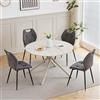 GrandCA HOME Set Tavolo da Pranzo e Sedie Tavolo da Pranzo Rotondo da 115 cm e 4 Sedie Moderne in Lino Per Sala da Pranzo, Cucina, Soggiorno（Grigio Chiaro + Cenere）