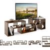 KOMFOTTEU Mobile TV Soggiorno in Legno, Mobile Porta TV Liberamente Combinabile, per TV fino a 65", Mobiletto TV Multifunzione con 6 Vani Aperti, 134 x 30 x 43 cm (Marrone)