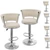 Rcynview Set di 4 Sgabello da Bar Regolabile in Altezza Sedia Bar Velluto Sgabelli Cucina con Poggiapiedi Sgabelli Bar Regolabile Sgabello Bar Girevole a 360° con Schienale intrecciato Sgabello Alto d'argento