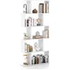 COSTWAY Scaffale in Legno a 5 Ripiani, Libreria Scaffale a Forma di S con Dispositivo Antiribaltamento, Divisorio per Soggiorno Ufficio Camera da Letto, 70 x 23,5 x 158 cm
