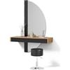 Livinity Tavolo da toilette Ascona, Nero | ✓ Consolle da trucco · ✓ Specchio LED · ✓ Sgabello · Sospeso a parete · Specchio a mezzaluna