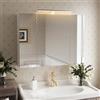 Msutree Armadio a specchio da bagno a 3 ante con illuminazione Mobiletto salvaspazio in legno per bagno con specchio armadietto con ripiano regolabile, per medicinali (90cm Con Luce)