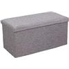 Oceano Pouf Contenitore Pieghevole Poggiapiedi Sgabello in Misto Lino Cassapanca Bauletto Ottomane Porta Giochi Organizzatore Poltrona per Soggiorno Ingresso Camera da letto 76x38x35 cm (Grigio)
