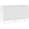 HOMN LIVING Credenza Curva 3 Ante, Bianca, 140 cm (Larghezza) 40 cm (profondità) 80 cm (Altezza)