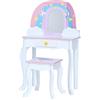 Fantasy Fields di Teamson Kids Little Dreamer Rainbow Unicorn Vanity Set Tavolo da toeletta con Specchio, Contenitore Integrato e Sedia Sgabello per Bambini, Bianco, TD-13543F