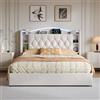 FAAMEPBO Letto imbottito 160 x 200 cm con Contenitore idraulico, letto matrimoniale con LED, funzione USB e rete a doghe, letto per riporre oggetti, senza materasso
