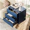 SHAODENG Comodino Moderno, Comò con 3 Cassetti, Tavolino da Salotto, Cassettiera per Camera da Letto, Soggiorno, Gambe in Metallo, Blu Scuro, 60 x 40 x 70 cm