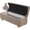 Somsiwey Copri Pouf Rettangolare in 2 Pezzi, Copri Pouf Contenitore Elasticizzato in Jacquard, Copri Panca, Copri poggiapiedi, coprisedili sfoderabili con Elastici(Khaki, XLarge)