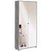 MONDO VIRO Mobile 2 ante specchiato Madrid armadio piedini cromo cm 83x29 190h (Cemento/Specchio Naturale)