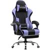 GTPLAYER Sedia da gioco ergonomica, sedia da gioco, sedia da ufficio, sedia da gioco con schienale regolabile a 135°, altezza regolabile, seduta in tessuto viola