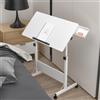 PIPIPOXER 80x40cm Tavolo per computer pieghevole con ruote, tavolo per laptop regolabile in altezza 64-89cm, scrivania per computer tavolo da lavoro mobile in piedi sopra il letto 360°, tavolino