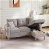BENMWS Divano Moderno a Forma di L, a 3 Posti, con Chaiselongue, Portabevande, Spazio per Ripostiglio, Incl. 2 Cuscini, per Soggiorno, Ufficio, Appartamento (Grigio Chiaro)