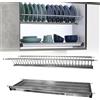 Evotrade Scolapiatti ad Incasso in Acciaio Inox per Modulo 90 cm Con Molle Regolabili, Griglia Bicchieri e Raccogli Gocce Anti Calcare