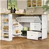 Wyibwy Mobili da cucina,tavolo da bar allungabile con spazio contenitore, credenza con ripiano per snack, tavolo alto, tavolino da caffè, isola da cucina. (Bianco)