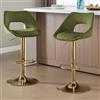 Ya-Home Set di 2 Sgabelli da Bar in Velluto Sgabelli Cucina Sgabello con Gambe in Metallo Oro Sedie da Bar Regolabile e Girevole per Cucina Penisola,Verde