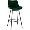 CLP Sgabello da bar Weston con schienale, girevole 180° e ritorno automatico. Seduta imbottita, struttura stabile in metallo Colore verde scuro Materiale Velluto
