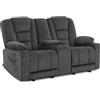 MCombo M Divano elettrico a 2 posti con funzione sleep, poltrona reclinabile a 2 posti con manopola di regolazione a 150°, poltrona cinema, console e portabicchieri e USB, 7009 (grigio)