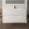 Yellowshop - Mobile Bagno Sospeso PETER 100 cm in MDF PVC con Lavabo in Ceramica, 2 Cassetti Soft-Close e Maniglie a Gola - Design Moderno - Bianco Opaco