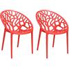 Totò Piccinni Sedie Poltroncine JUNGLE in Polipropilene Moderne Design Impilabili (Rosso, 2 Pz)