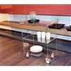 Slato Newman ⎪ Carrello con ruote da Soggiorno, Cucina, Portavivande, Vetrinetta Mobile di design a tre ripiani in cristallo acrilico Made in Italy, cm. L.71 x P.33 x H79