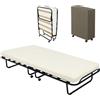 SEDIAOFFICE - Brandina Pieghevole con Materasso Singolo 80x200 con Materasso Alto 7cm e Rete a Doghe in Betulla, Letto Singolo, Struttura in Acciaio, Fabbricata Interamente in Italia (Bianco 12 Doghe)