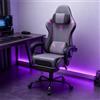 YRHome Sedia da gaming, ergonomica, regolabile e girevole, regolabile in altezza, con poggiapiedi e supporto lombare, superficie PU, colore nero e viola