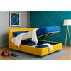 Archiletto Letto MATRMONIALE contenitore di design moderno minimal CHARMEL 160x190 o 160x200 - Sfoderabile - Facile da montare in tessuto Giallo o altri colori