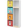 Vicco Libreria bambini Marvin, Bianco, 72 x 143 cm con 4 scatole pieghevoli opt.1, adatto per riporre giocattoli e libri