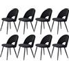 BenyLed Set di 8 Sedie da Pranzo in Velluto Matty, Sedia da Cucina Imbottita Moderna di Metà Secolo con Gambe in Metallo per il Soggiorno, Sala da Pranzo (Nero)