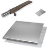 INOXLM lavorazioni inox INOXLM BOX 3 PEZZI Tagliere/Spianatoia+tarocco/spatola+Mattarello custodia in tessuto|Piano di lavoro in Acciaio Inox Varie Misure Cucina Bar Ristorante|Piano Made in Italy (50x50, Custodia Tortora)