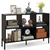 HOMASIS Libreria Scaffale a 6 Cubi, Libreria Bassa con Mensola Regolabile, Libreria Salvaspazio da Terra a 2 Livelli in Legno, Divisorio per Soggiorno, Studio, 120 x 35 x 79,5 cm (Nero)