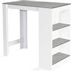 IDMarket - Tavolo alto da bar BARTH per 2-4 persone, legno bianco, piano effetto cemento