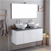 Kiamami Valentina - Mobile bagno sospeso 120cm bianco con ante e top grigio antracite | Bilbao