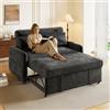 Autheria Divano Letto 2 Posti con Materasso, Schienale Regolabile e Porta Cellulare e Ricarica USB, Grigio, 163 x 129 x 81 cm