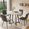 Huayz Set da tavolo e sedie, 80 cm, tavolo da pranzo rotondo e 4 sedie, moderno con gambe in metallo, tavolo in MDF, per sala da pranzo e soggiorno (sedia grigia - B)