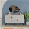 Totò Piccinni Madia Credenza STELLAR in Legno con tre ante e un cassetto (Rovere Antico/Effetto Marmo Bianco)