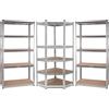 Stagecaptain Heavyrack Set Scaffale Angolare Esteso: 2 scaffali dritti + 1 angolare, 5 ripiani variabili, carico max 175 kg/ripiano, zincato, colore argento.