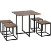 HOMCOM Set 5 Pezzi Tavolo Sala da Pranzo con 4 Sgabelli Nero e Color Legno | Stile Industriale, per Cucina, Set Mobili Salvaspazio, per Casa o Ristorante, in Legno e Metallo