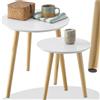 tectake® Set di 2 Tavolini Salotto, Design Scandinavo, MDF e Gambe in Legno Massiccio, Antiscivolo, Facili da Pulire, Montaggio Rapido, Tavolini Comodini Moderni, Tavoli Rotondi