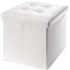 Rebecca Mobili RE4256 - Pouf Contenitore e imbottito, in Finta Pelle, Pieghevole, Bianco, 30 x 30 x 30 cm
