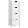 Cannoli Mobile da Bagno, Cassettiera, Armadio Autoportante, con 4 Cassetti, 30 * 30 * 82 cm-bianco, per Bagno, Soggiorno, Sala da Pranzo, Cucina, Stile Moderno, Bianco