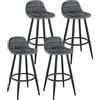WOLTU 4x Sgabelli da Bar Moderni, Sedie Alte da Cucina con Schienale e Poggiapiedi, Seduta Imbottita, Sgabelli in Velluto e Metallo, Altezza Seduta 70cm, Grigio Scuro BH364dgr-4