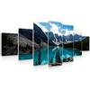 Startonight Grande Quadro su Tela - Lago Chiaro tra Le Montagne - Grandi Quadri Moderni Paesaggio - Stampe Soggiorno XXL di 7 Parti 100 x 240 cm