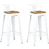 Totò Piccinni Sgabello Industry con SEDUTA in LEGNO e schienale in Metallo Design Industriale (2 Sgabelli, Bianco)