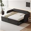 Idemon Letto imbottito Divano letto allungabile 90/180 x 190 cm, con strisce verticali, con rete a doghe, letto multifunzione, tessuto di lino confortevole e traspirante (grigio)