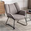 Ya-Home Poltrona Imbottita Sedia da Salotto Moderno con Gambe in Metallo Poltroncine Salotti in Tessuto di Lino Poltroncina con Braccioli per Camera da Letto/Soggiorno, Grigio